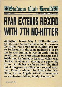 1991 Stadium Club Members Only #NNO Nolan Ryan Back