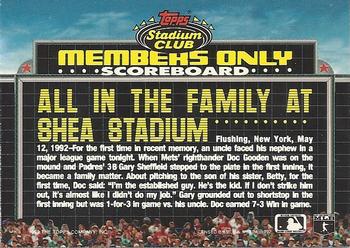 1992 Stadium Club Members Only #NNO Gary Sheffield / Doc Gooden Back