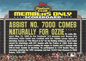 1992 Stadium Club Members Only #NNO Ozzie Smith Back