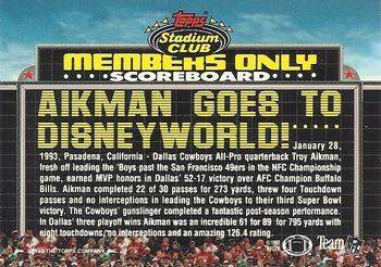 1992 Stadium Club Members Only #NNO Troy Aikman Back