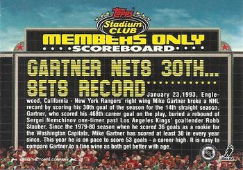 1992 Stadium Club Members Only #NNO Mike Gartner Back