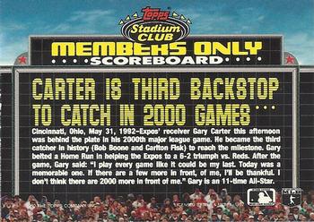 1992 Stadium Club Members Only #NNO Gary Carter Back