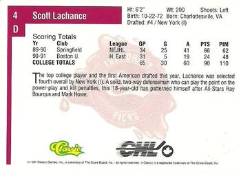 1991 Classic Four Sport #4 Scott Lachance Back