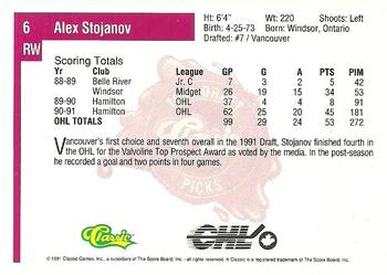 1991 Classic Four Sport #6 Alek Stojanov Back