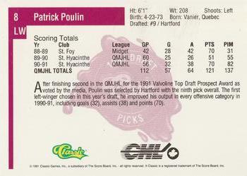 1991 Classic Four Sport #8 Patrick Poulin Back