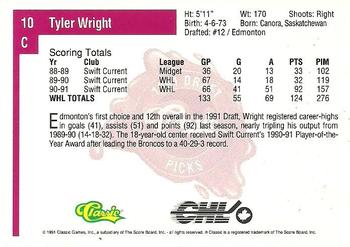 1991 Classic Four Sport #10 Tyler Wright Back