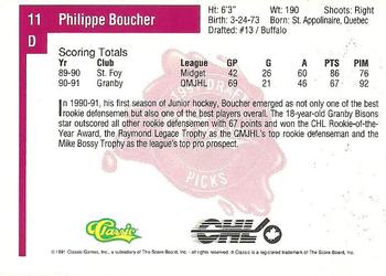 1991 Classic Four Sport #11 Philippe Boucher Back