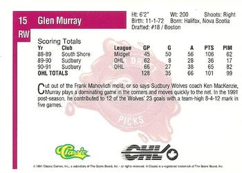 1991 Classic Four Sport #15 Glen Murray Back