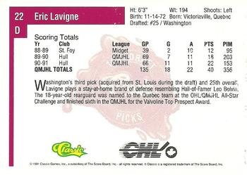 1991 Classic Four Sport #22 Eric Lavigne Back
