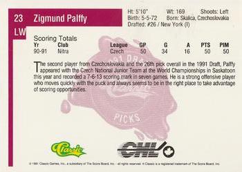 1991 Classic Four Sport #23 Zigmund Palffy Back