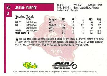 1991 Classic Four Sport #28 Jamie Pushor Back