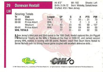 1991 Classic Four Sport #29 Donevan Hextall Back
