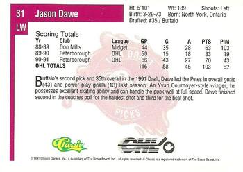 1991 Classic Four Sport #31 Jason Dawe Back
