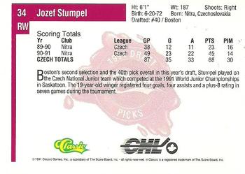 1991 Classic Four Sport #34 Jozef Stumpel Back