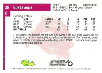 1991 Classic Four Sport #36 Guy Leveque Back