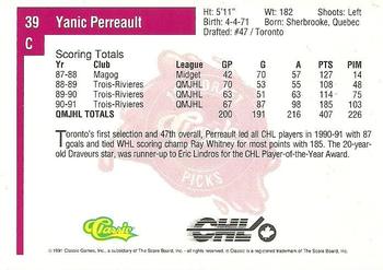 1991 Classic Four Sport #39 Yanic Perreault Back