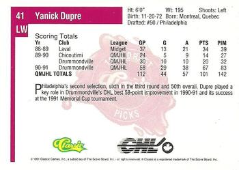 1991 Classic Four Sport #41 Yanick Dupre Back