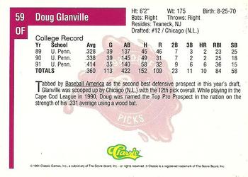 1991 Classic Four Sport #59 Doug Glanville Back