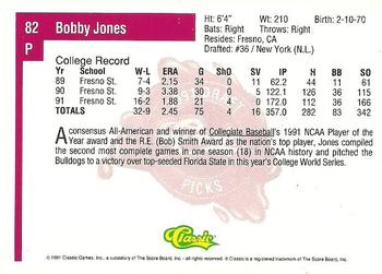 1991 Classic Four Sport #82 Bobby Jones Back