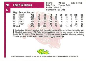 1991 Classic Four Sport #91 Eddie Williams Back