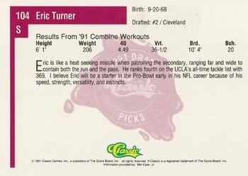 1991 Classic Four Sport #104 Eric Turner Back