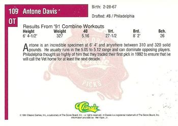1991 Classic Four Sport #109 Antone Davis Back