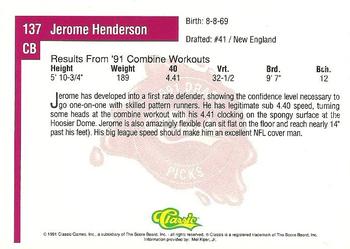 1991 Classic Four Sport #137 Jerome Henderson Back
