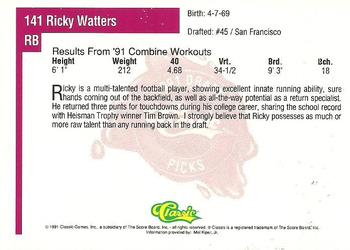 1991 Classic Four Sport #141 Ricky Watters Back