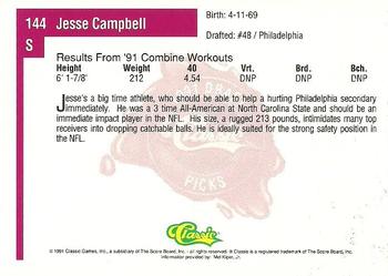 1991 Classic Four Sport #144 Jesse Campbell Back