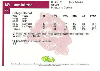 1991 Classic Four Sport #149 Larry Johnson Back