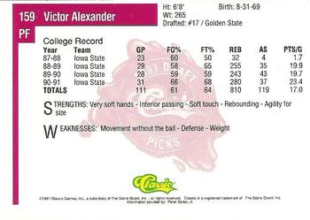 1991 Classic Four Sport #159 Victor Alexander Back