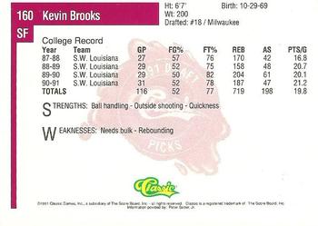 1991 Classic Four Sport #160 Kevin Brooks Back