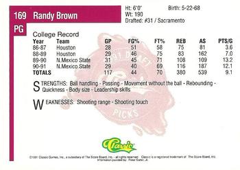1991 Classic Four Sport #169 Randy Brown Back