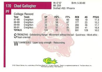 1991 Classic Four Sport #170 Chad Gallagher Back