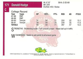 1991 Classic Four Sport #171 Donald Hodge Back