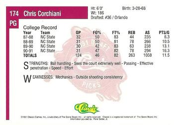 1991 Classic Four Sport #174 Chris Corchiani Back