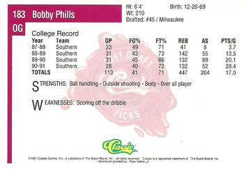 1991 Classic Four Sport #183 Bobby Phills Back
