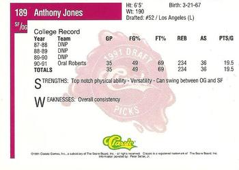 1991 Classic Four Sport #189 Anthony Jones Back