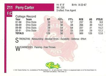 1991 Classic Four Sport #211 Perry Carter Back