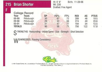 1991 Classic Four Sport #215 Brian Shorter Back