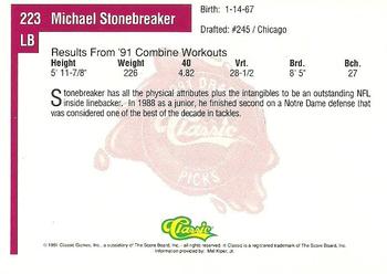 1991 Classic Four Sport #223 Michael Stonebreaker Back