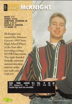 1995 Classic Five Sport #119 Tony McKnight Back