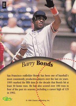 1995 Classic Five Sport #193 Barry Bonds Back