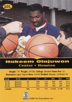 1996-97 Score Board All Sport PPF #101 Hakeem Olajuwon Back