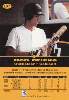 1996-97 Score Board All Sport PPF #167 Ben Grieve Back