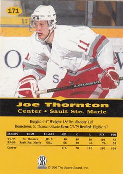1996-97 Score Board All Sport PPF #171 Joe Thornton Back