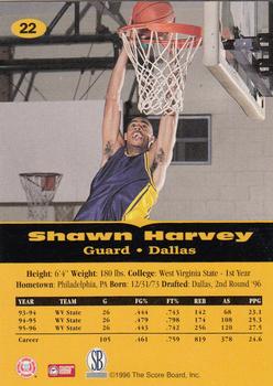1996-97 Score Board All Sport PPF #22 Shawn Harvey Back