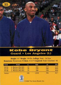 1996-97 Score Board All Sport PPF #11 Kobe Bryant Back