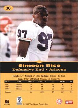 1996-97 Score Board All Sport PPF #36 Simeon Rice Back