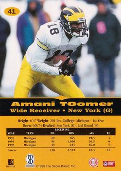 1996-97 Score Board All Sport PPF #41 Amani Toomer Back